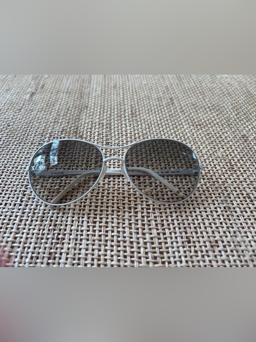 Celine Sunglasses w/White Metal Aviator Frame & Dark Gray Gradient Lens w/Case. - Picture 3 of 13